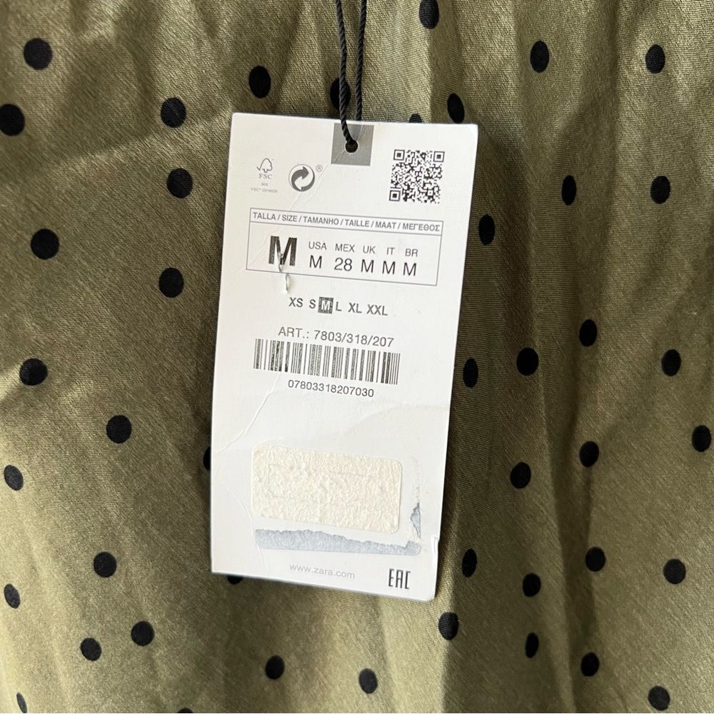 ZARA | sleeveless midi pullover dress in green polka dot | size medium - Picture 9 of 10